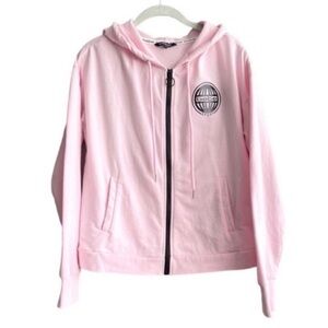 Bebe Full Zip Hoodie Sweatshirt Jacket Pastel Pink Black Size M